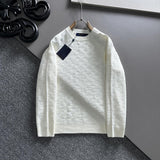 Front view of Louis Vuitton luxury clothing with logo-detail design