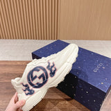 Gucci Luxury sneakers in clean off-white padded collar comfort front view