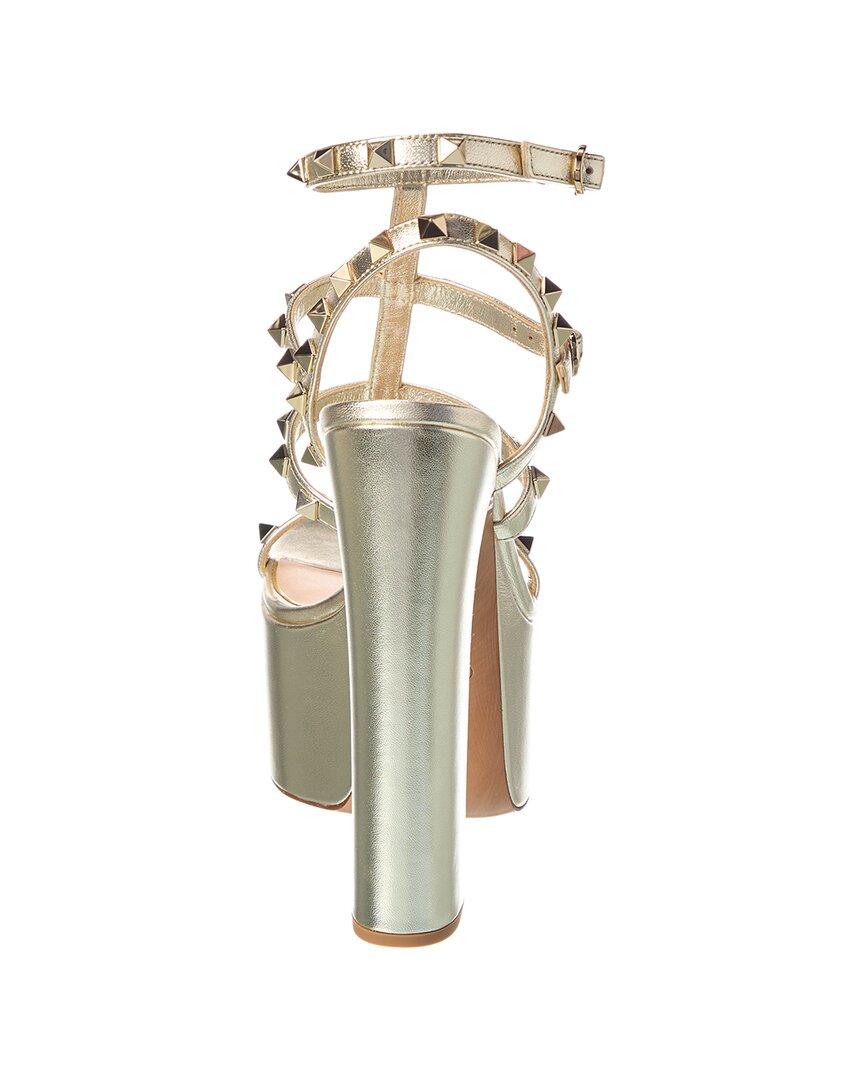 Valentino Shoes? Valentino Rockstud Caged 155 Leather Ankle Strap Platform Sandal Premium Designer Casual Shoes