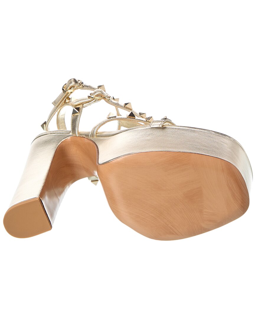 Valentino Shoes? Valentino Rockstud Caged 155 Leather Ankle Strap Platform Sandal Premium Designer Casual Shoes