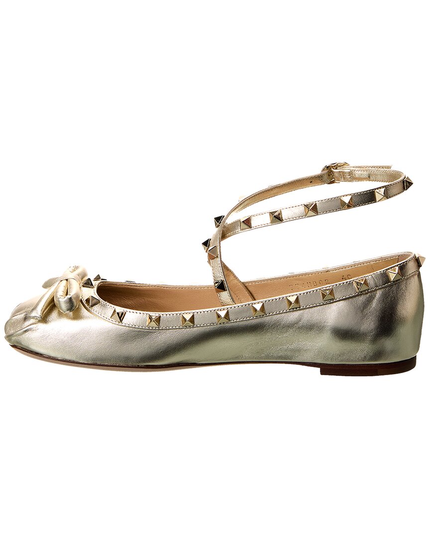 Valentino Shoes? Valentino Rockstud Leather Ankle Strap Ballerina Flat Premium Designer Casual Shoes