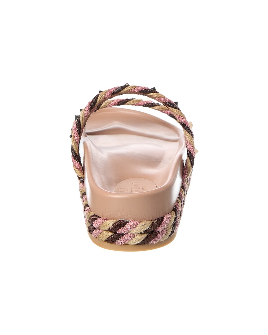 Valentino Shoes? Valentino Rockstud Rope & Leather Slide Comfortable Everyday Designer Shoes