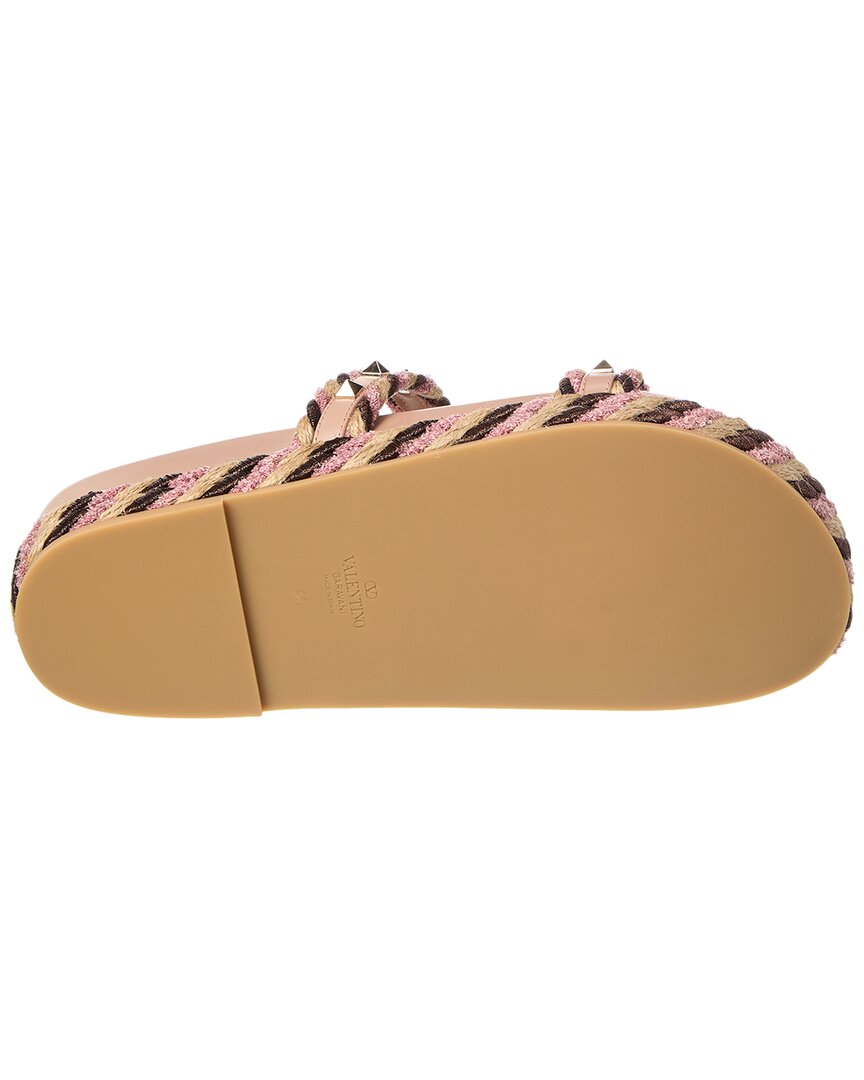 Valentino Shoes? Valentino Rockstud Rope & Leather Slide Comfortable Everyday Designer Shoes