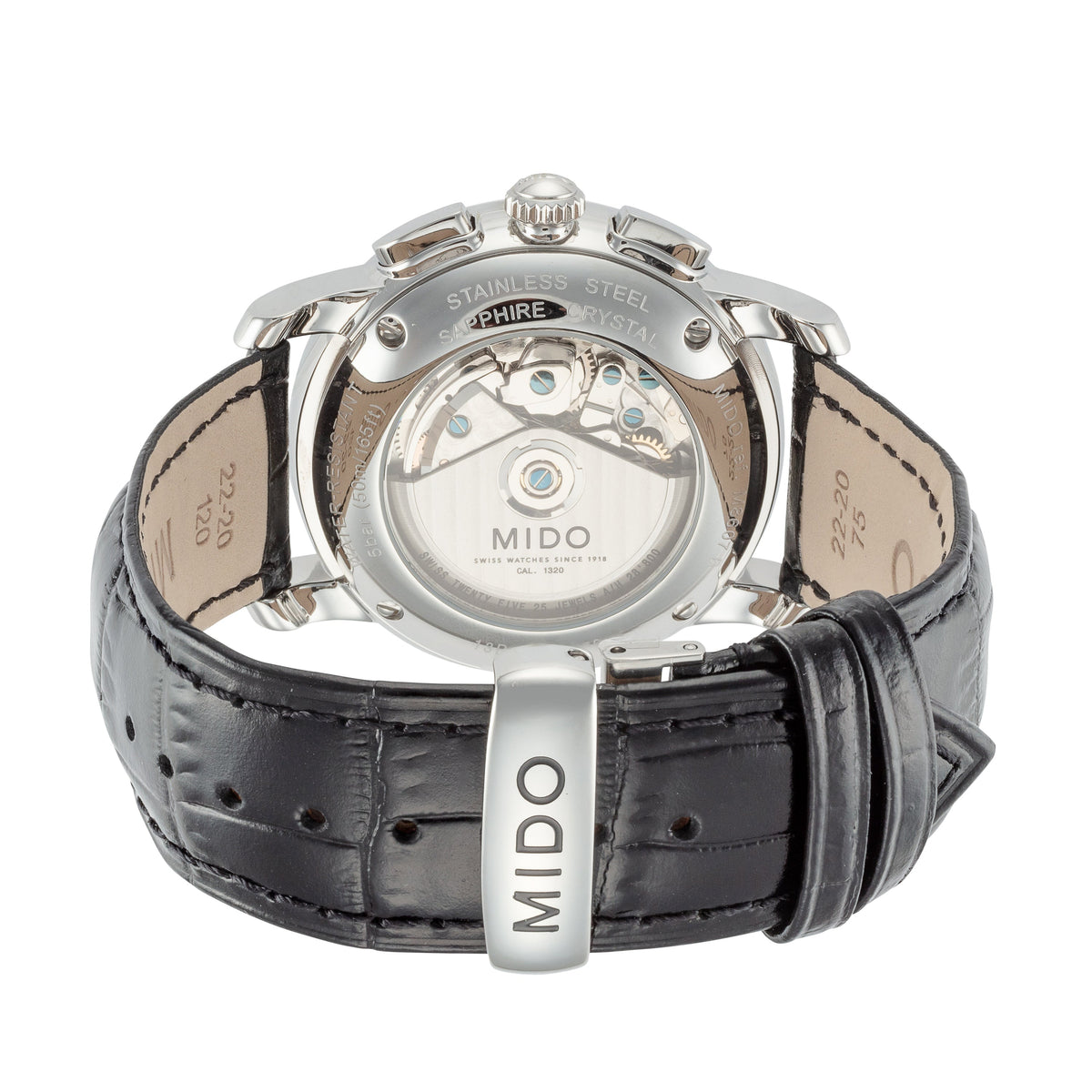 Close-up detail view of Mido Men's Baroncelli men's watch