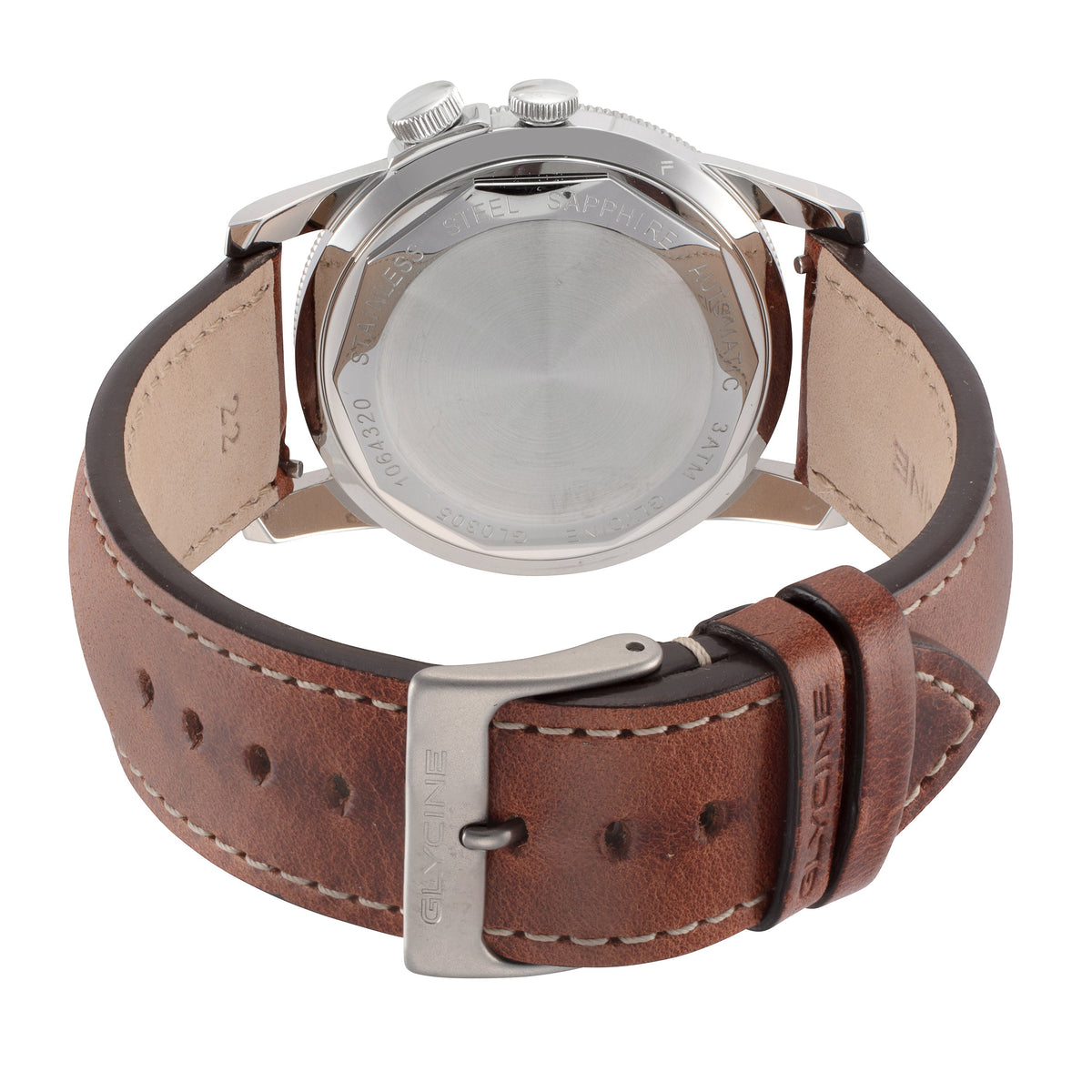 Side view of Glycine Men's Airman men's blue watch