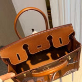 Side view of smart structured handbag