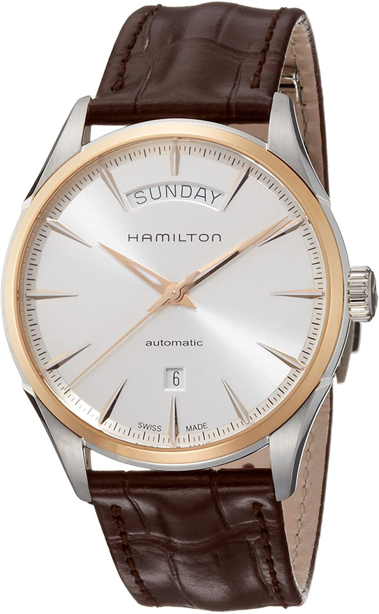 Front view of Hamilton men's silver watch
