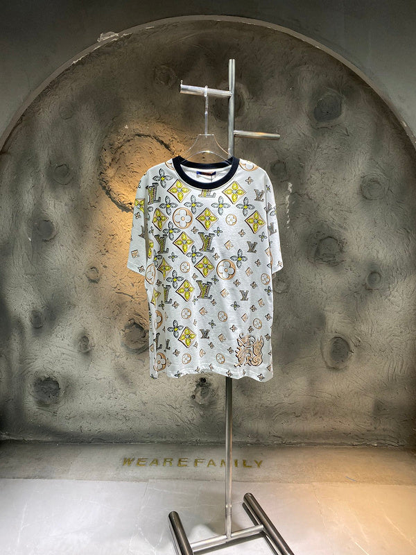 Front view of Louis Vuitton cotton t-shirt with runway-inspired design