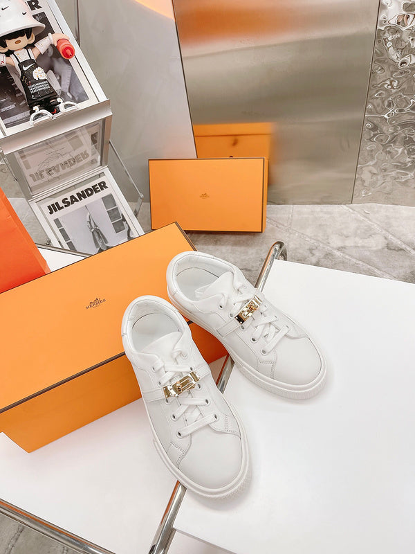 Hermès Grey Platform Heels - Front View