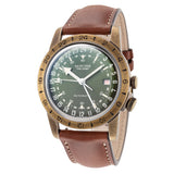 Front view of Glycine Men's Airman men's green watch