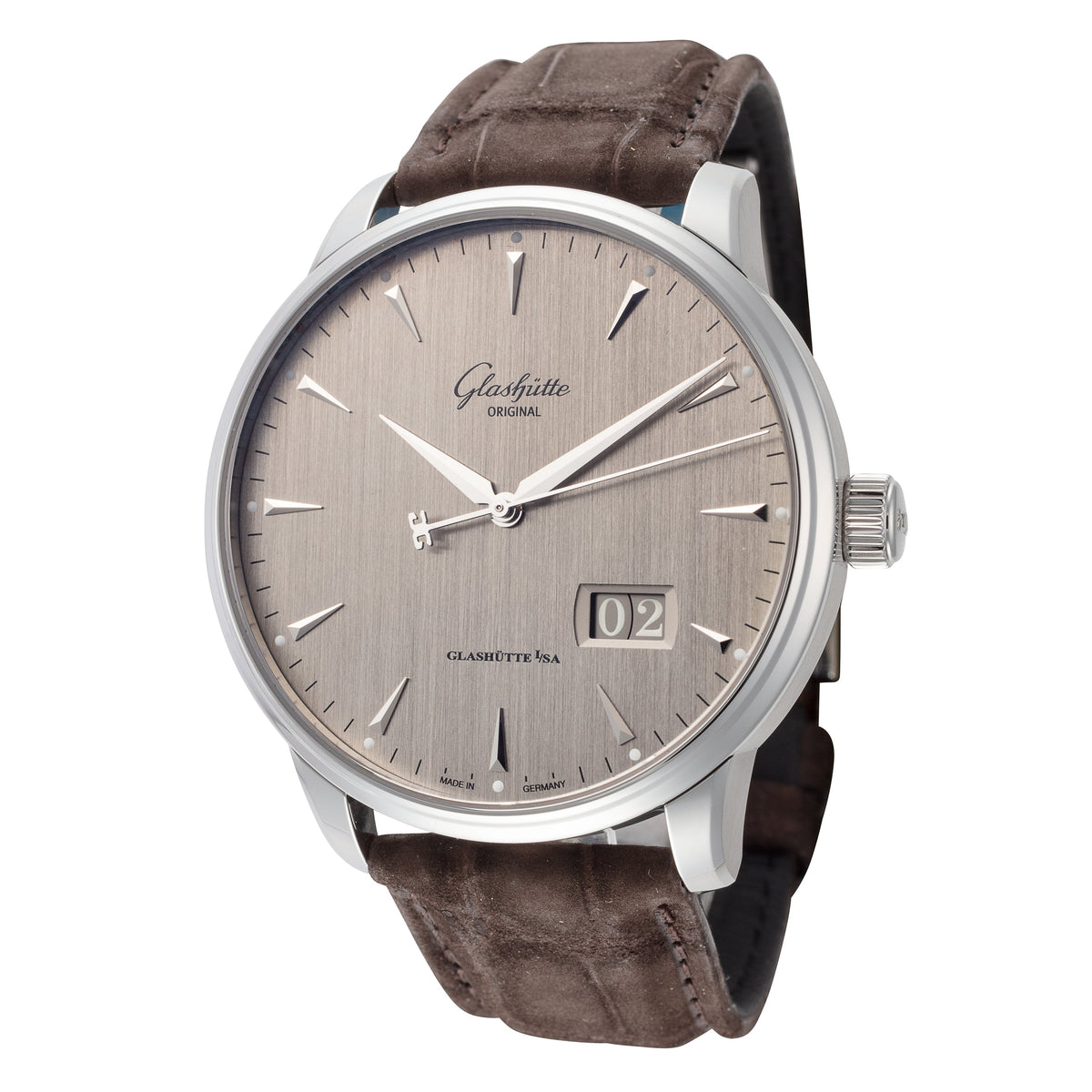 Front view of Glashutte Mens Senator men's watch