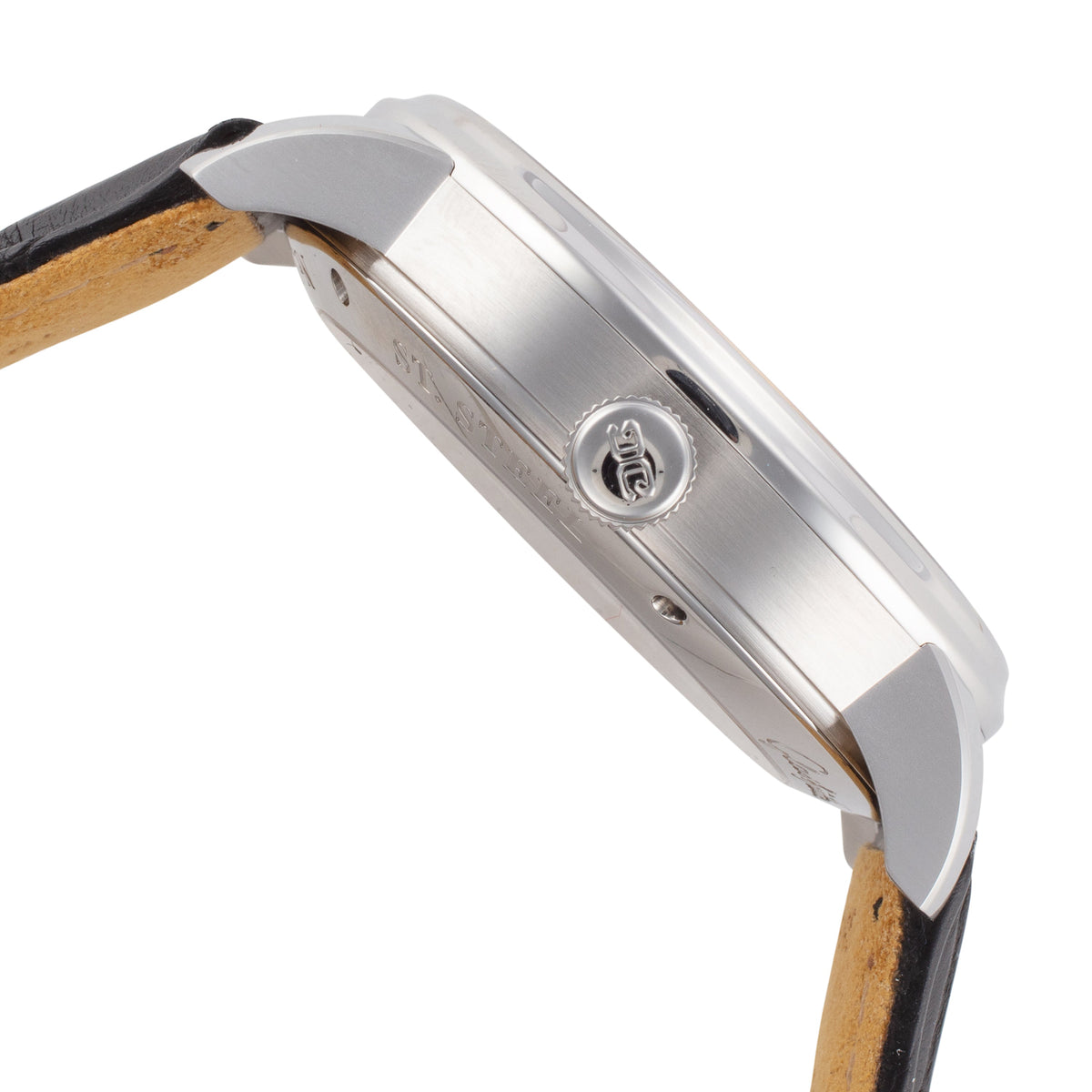 Close-up detail view of Glashutte Mens men's watch