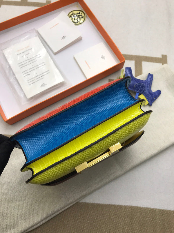 Side view of clean-lined structured handbag