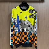 Front view of Louis Vuitton luxury clothing with logo-detail design