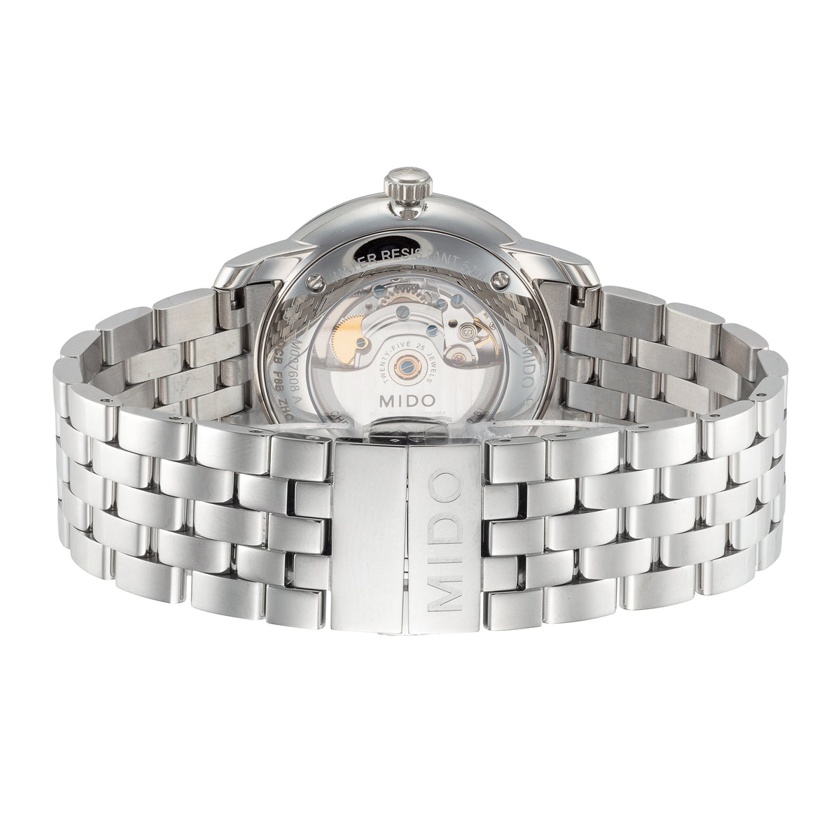 Close-up detail view of Mido Men's Baroncelli men's watch