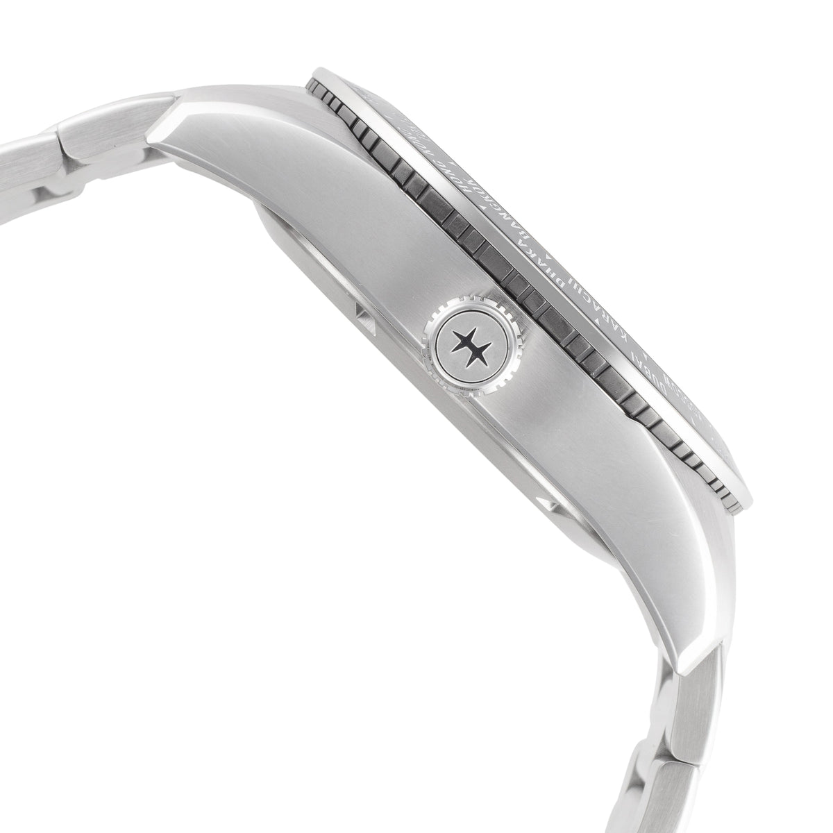 Close-up detail view of Hamilton men's watch
