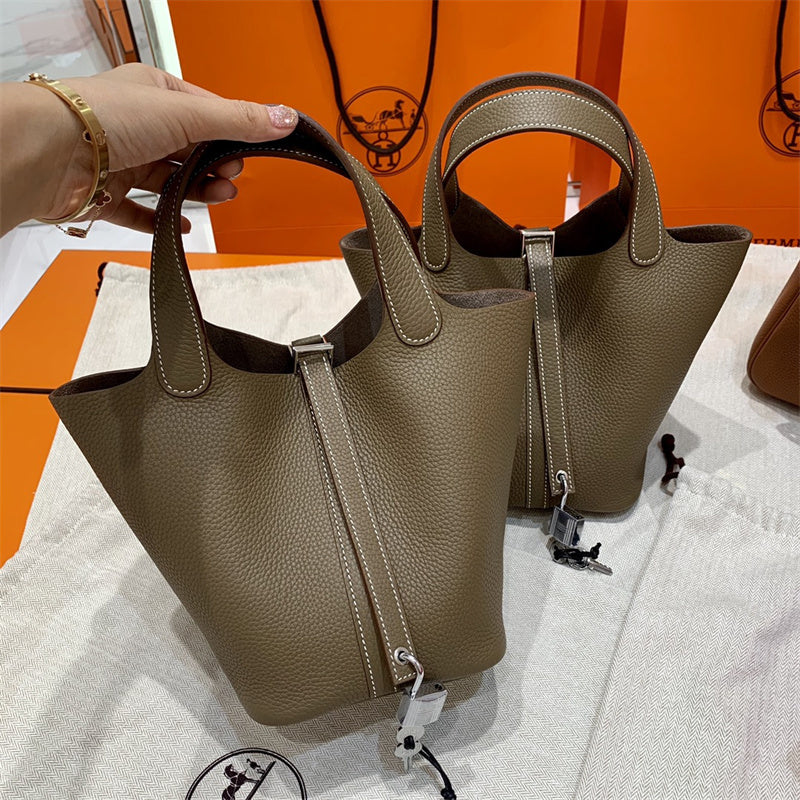 Side view of modern structured handbag