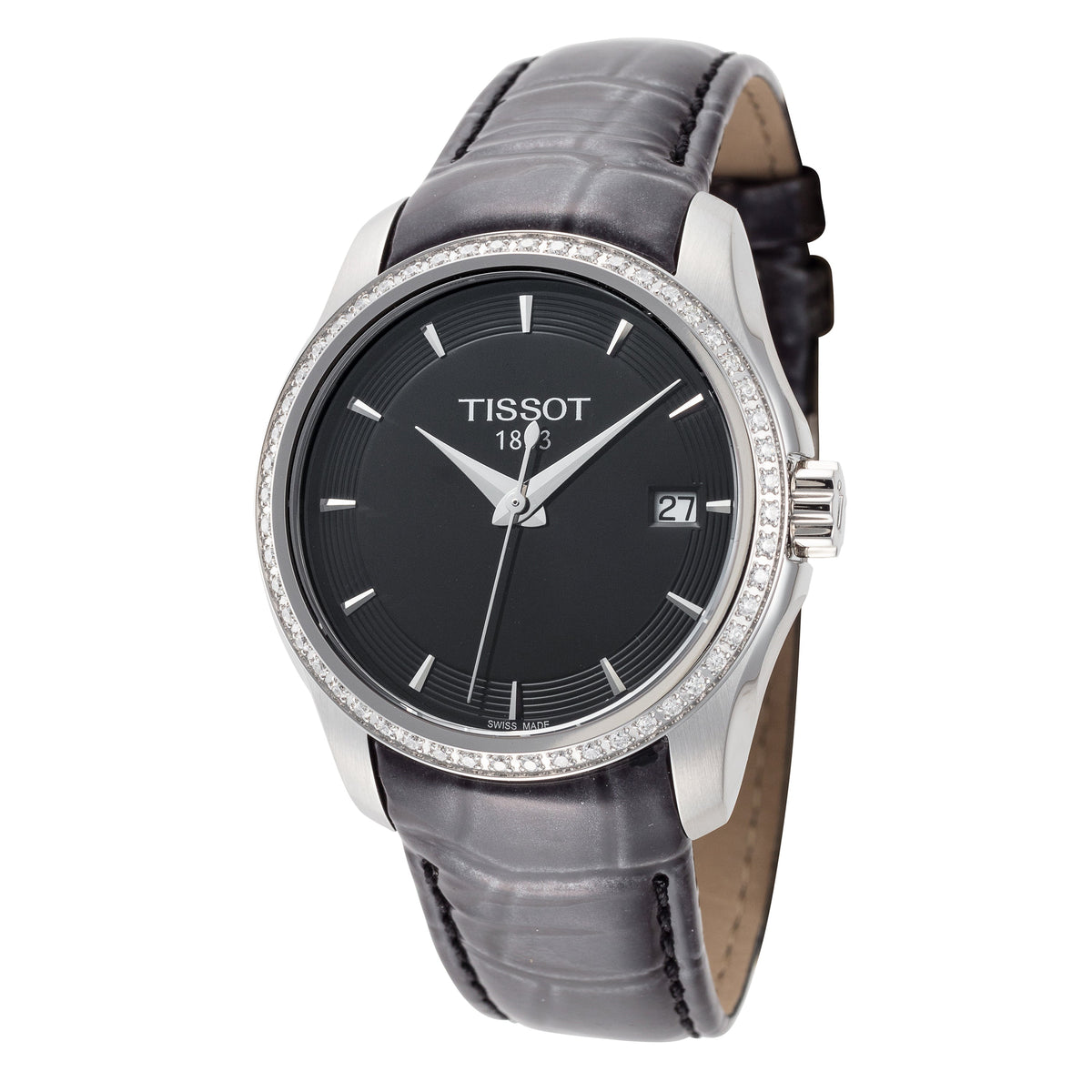 Front view of Tissot women's black watch