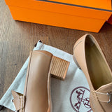 Hermès Grey Platform Heels - Close-Up Texture View