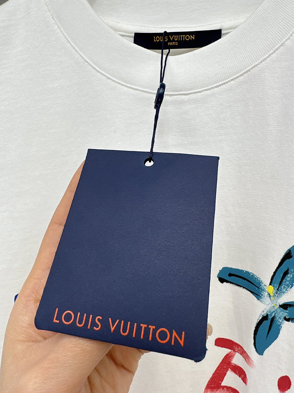 Flat lay presentation of Louis Vuitton cotton t-shirt with streetwear-inspired cut