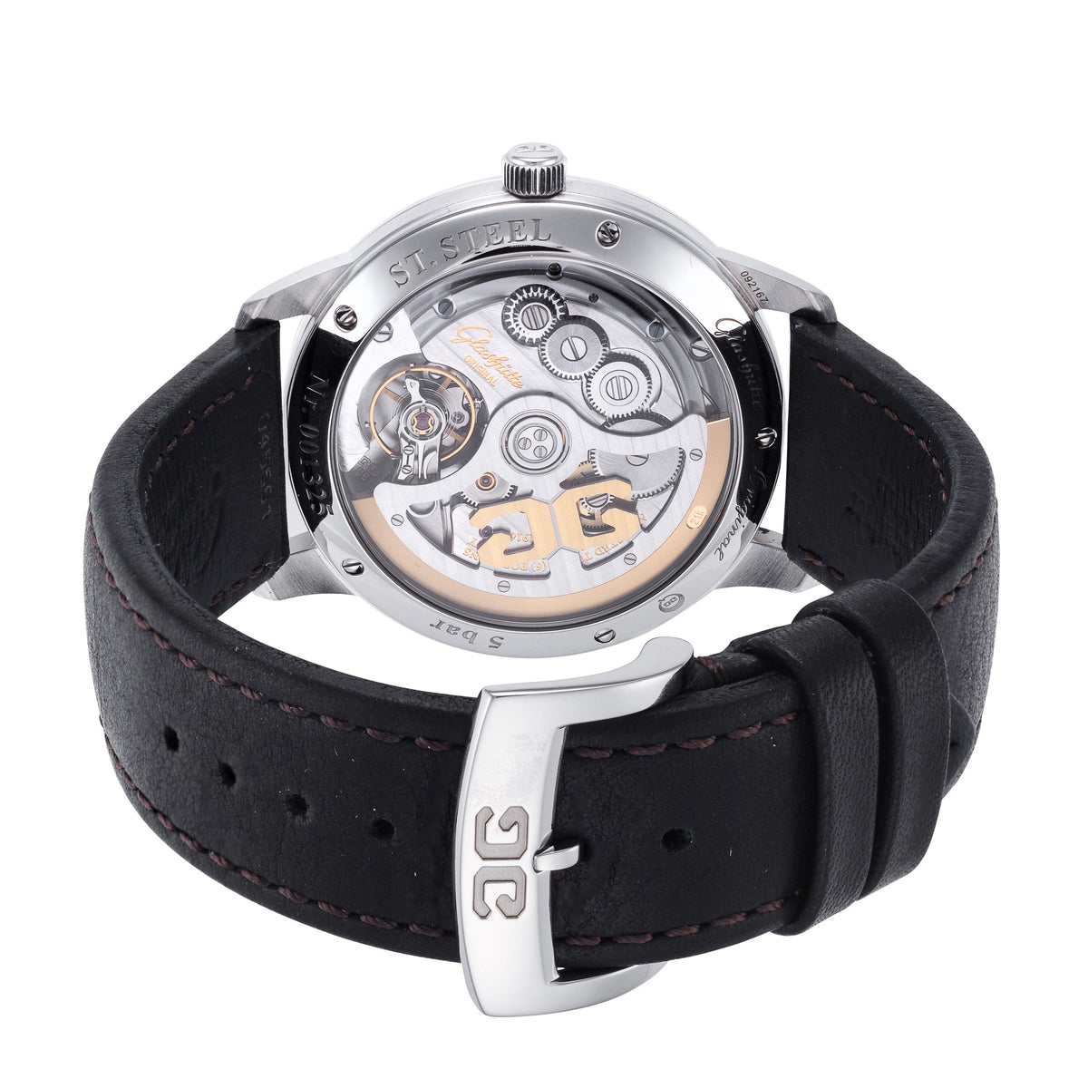 Close-up detail view of Glashutte Men's Senator men's watch