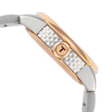 Close-up detail view of Tissot women's watch