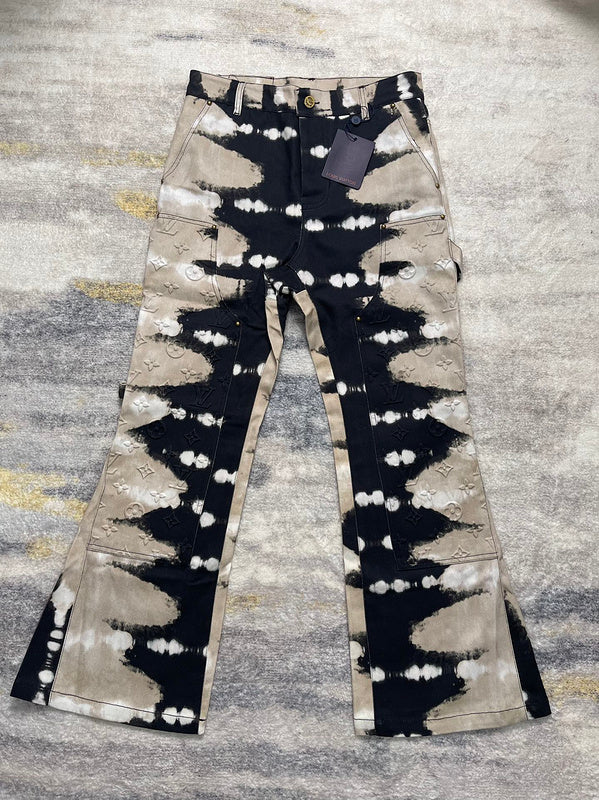 Back view of Louis Vuitton luxury clothing with label-forward styling