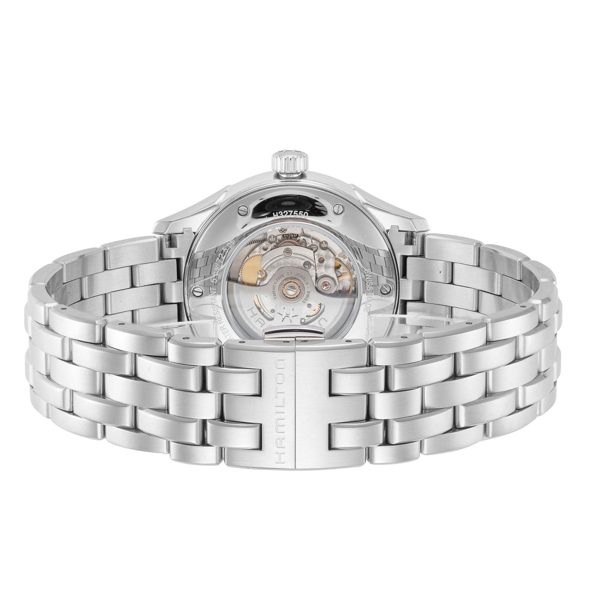 Close-up detail view of Hamilton men's watch