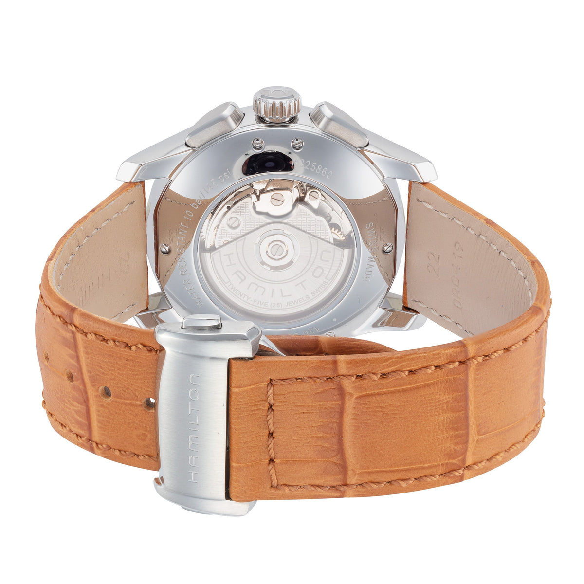 Close-up detail view of Hamilton men's watch