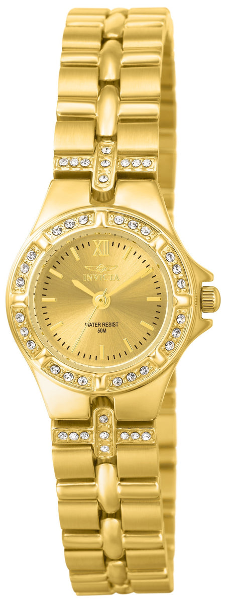 Front view of Invicta women's gold watch