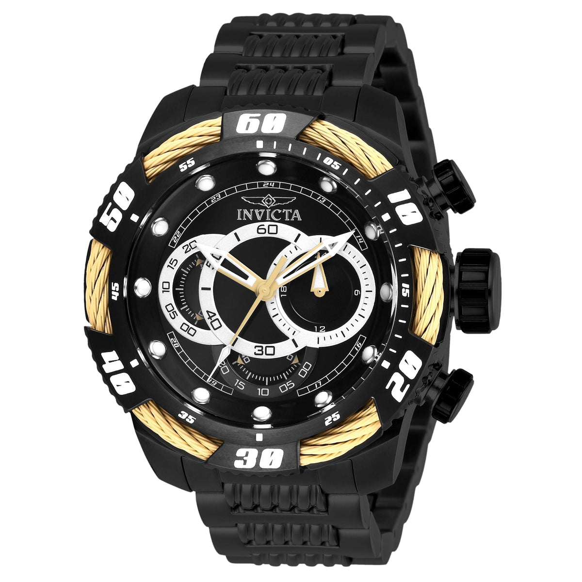 Front view of Invicta men's black watch