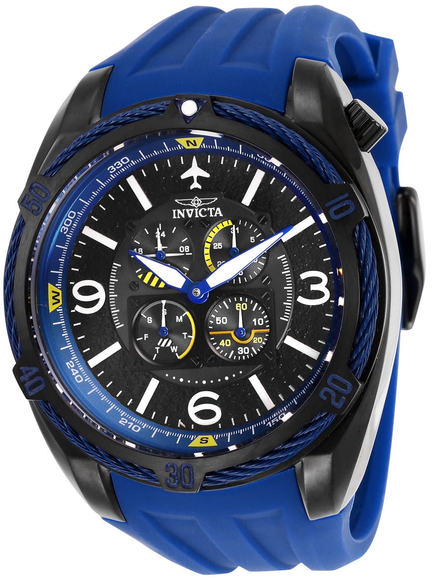 Front view of Invicta men's black watch