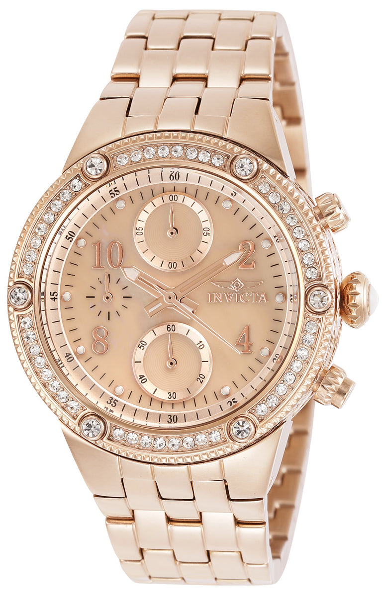 Front view of Invicta women's rose gold watch