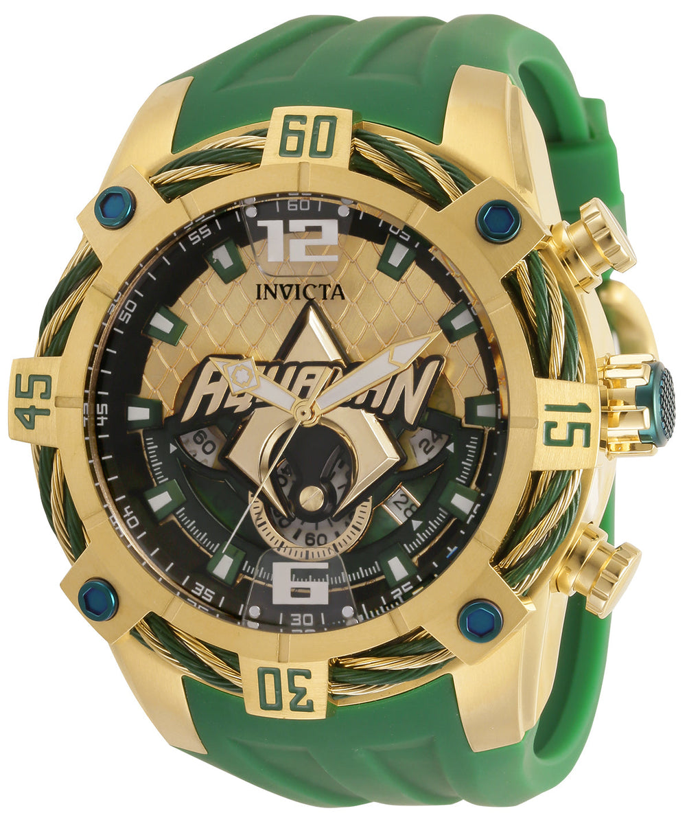 Front view of Invicta men's green watch