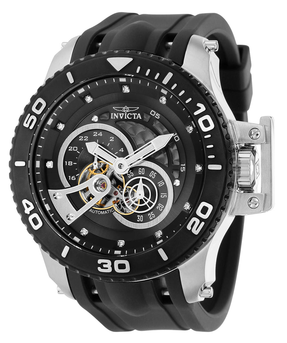 Front view of Invicta men's black watch