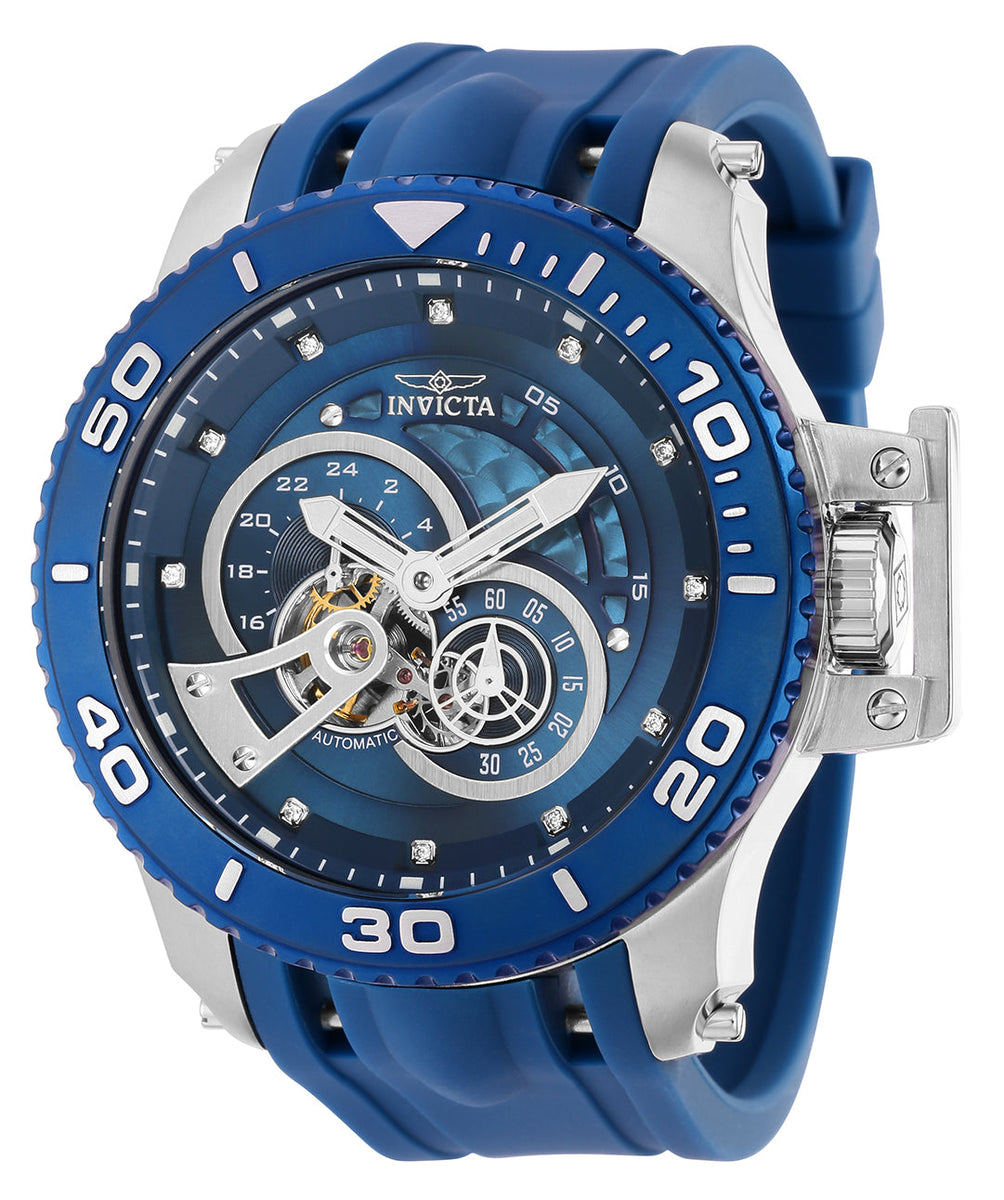 Front view of Invicta men's blue watch
