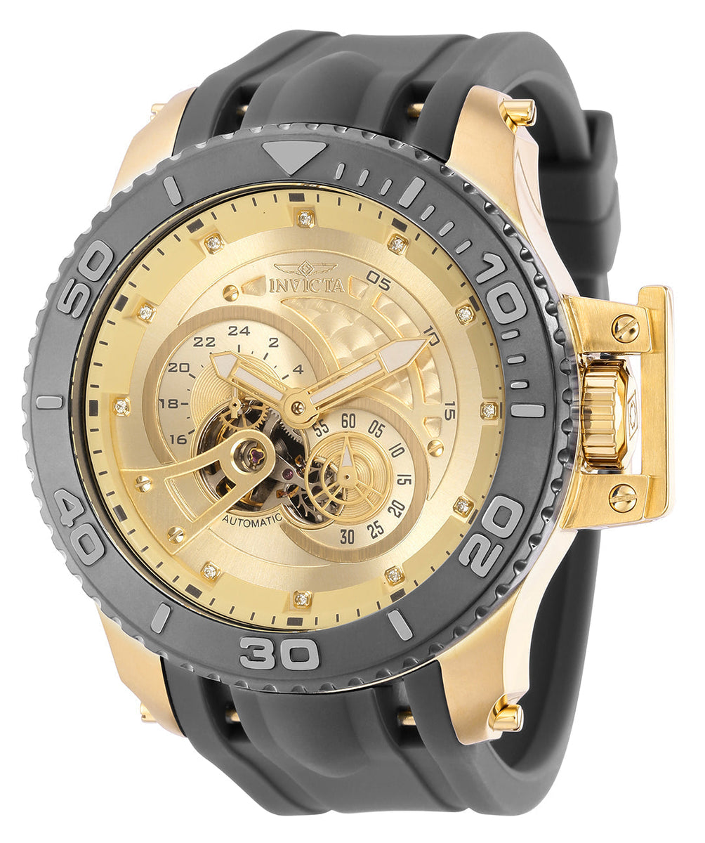 Front view of Invicta men's gold watch