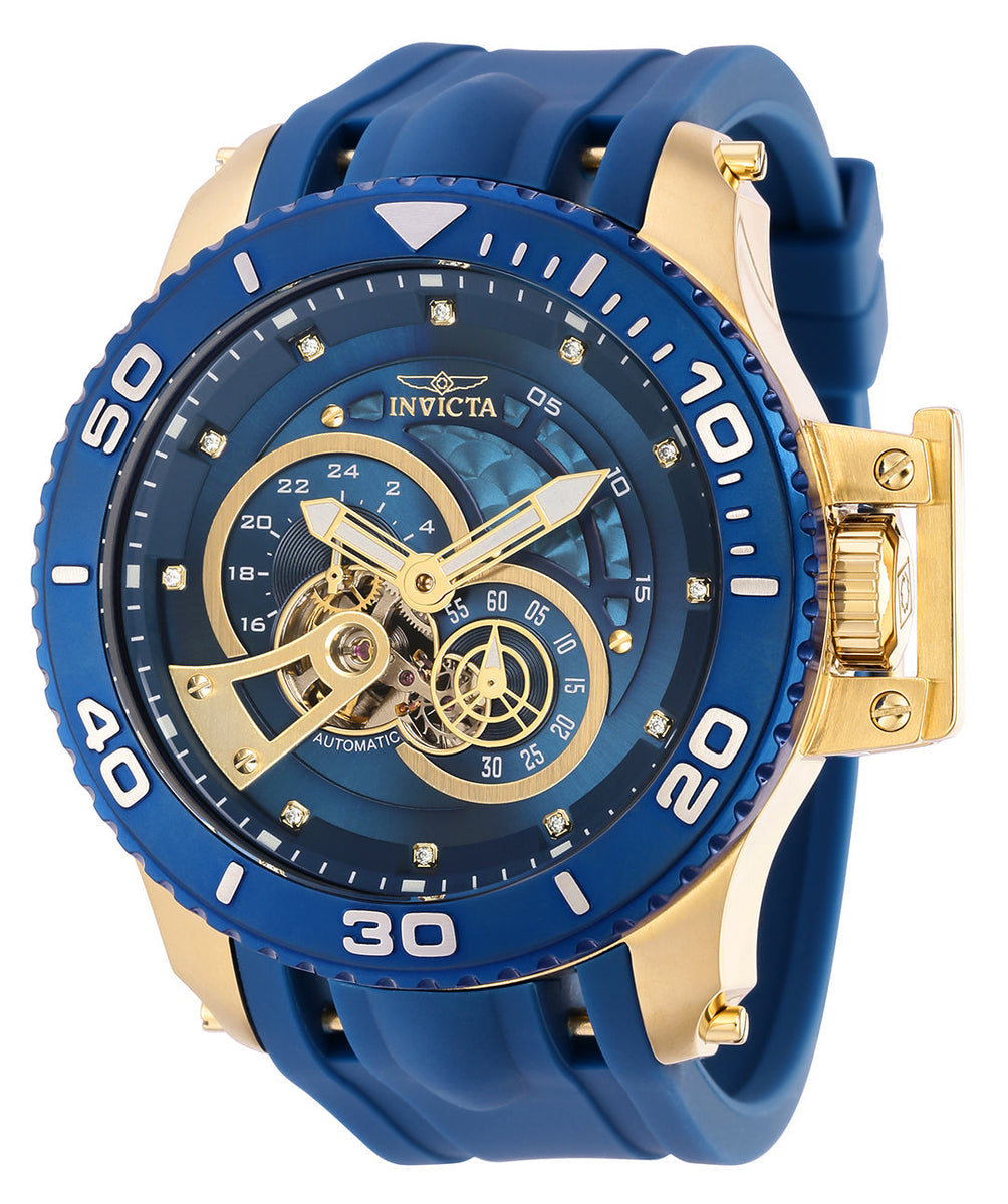 Front view of Invicta men's blue watch