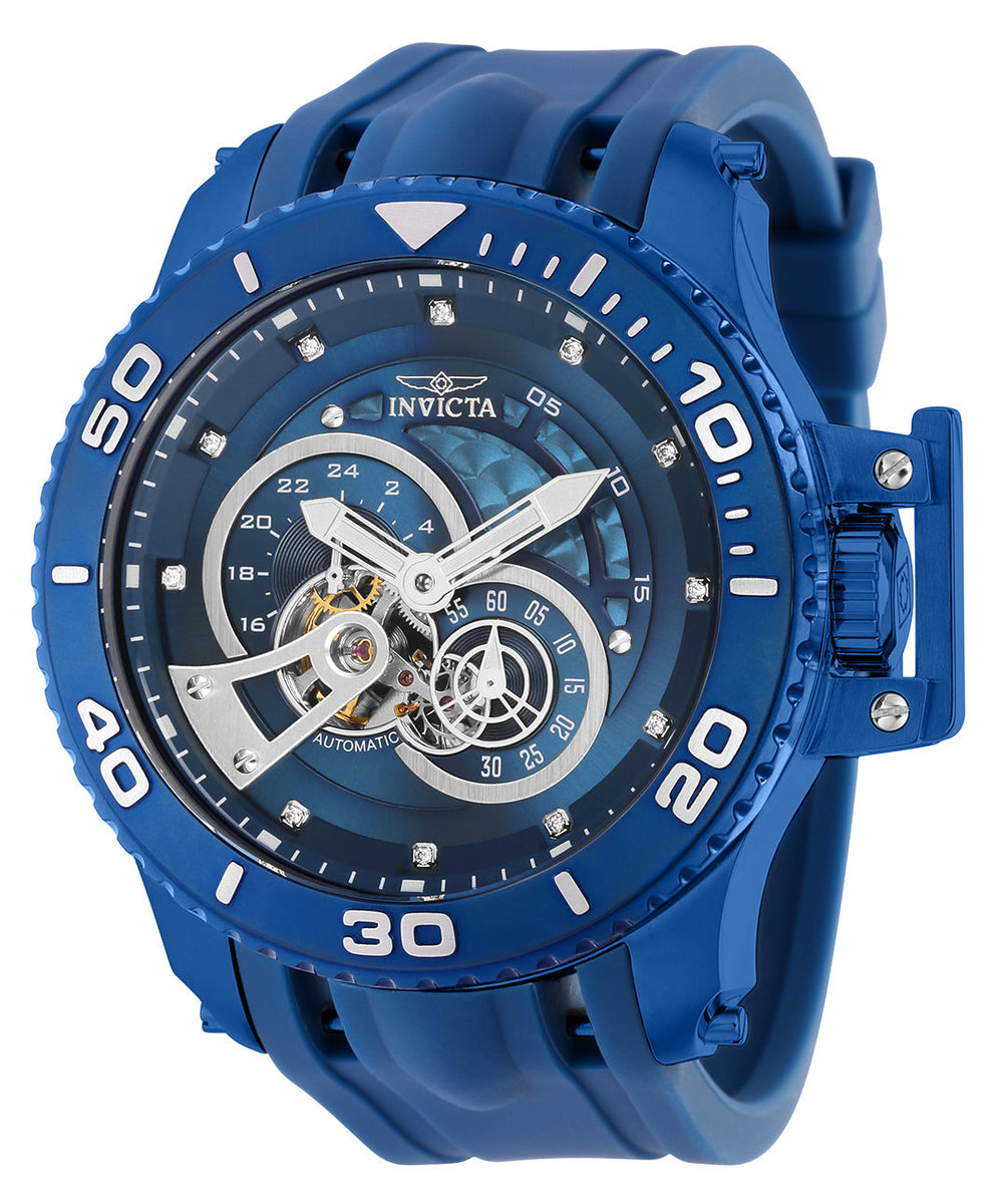 Front view of Invicta men's blue watch