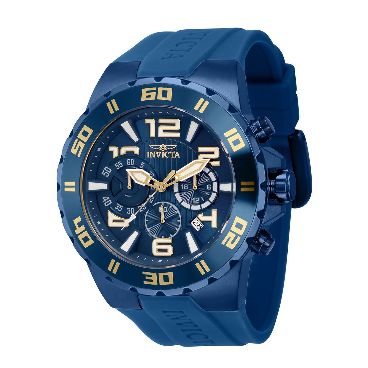Front view of Invicta men's blue watch