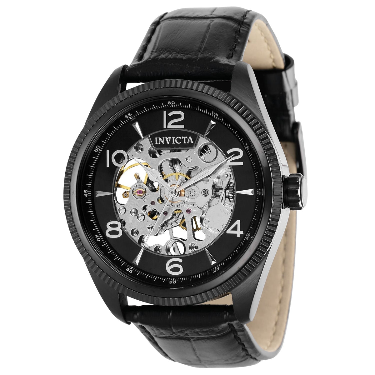 Front view of Invicta men's black watch