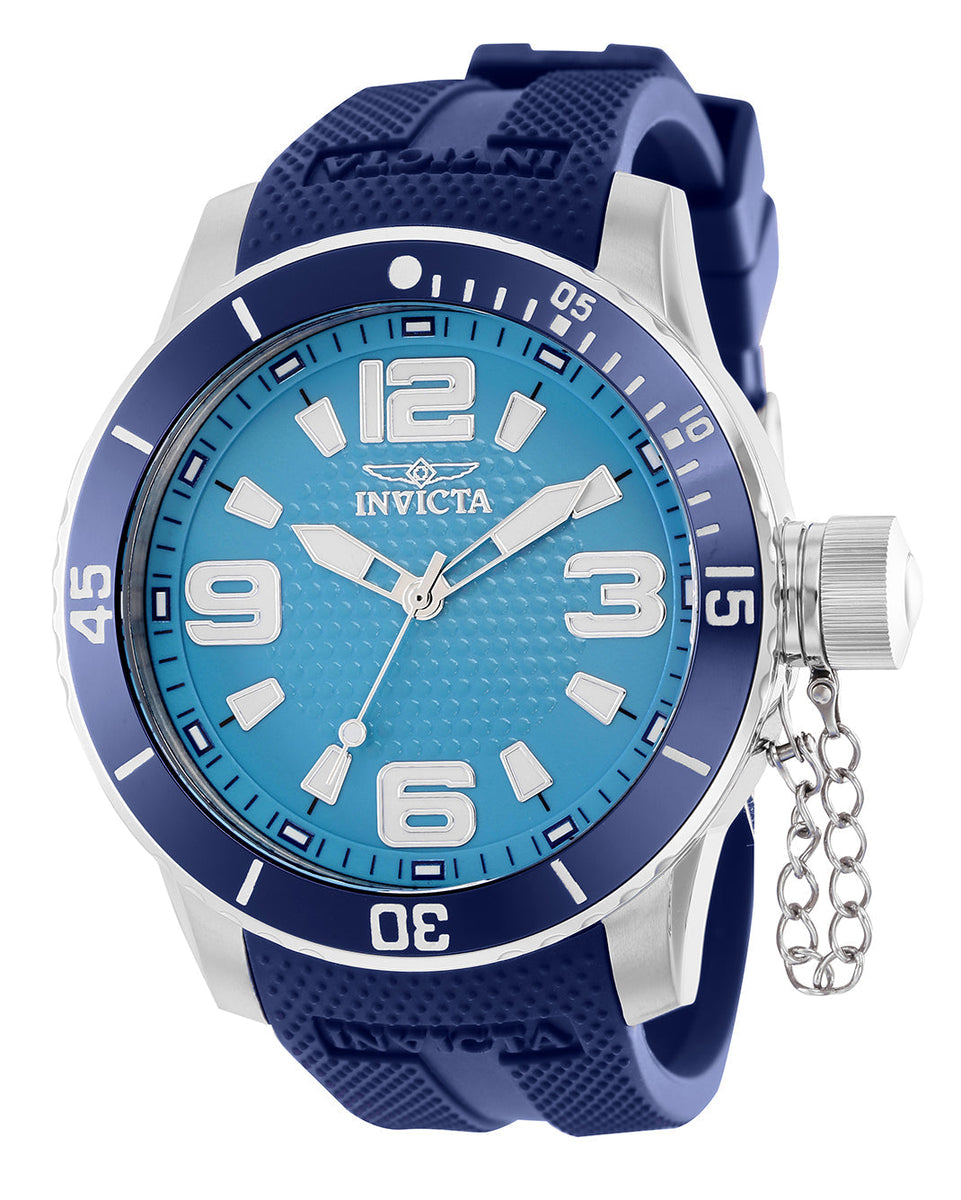 Front view of Invicta men's blue watch