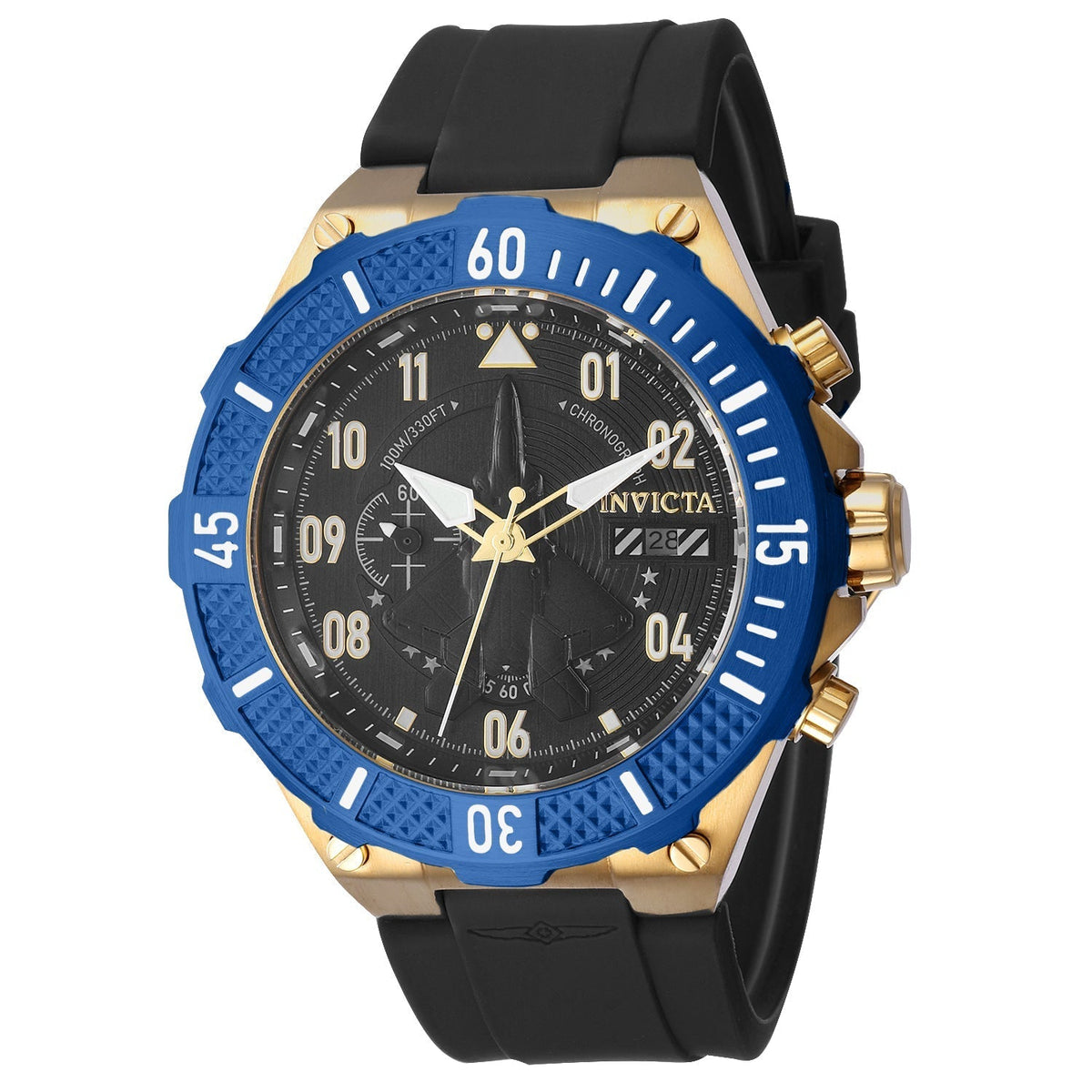 Front view of Invicta men's black watch