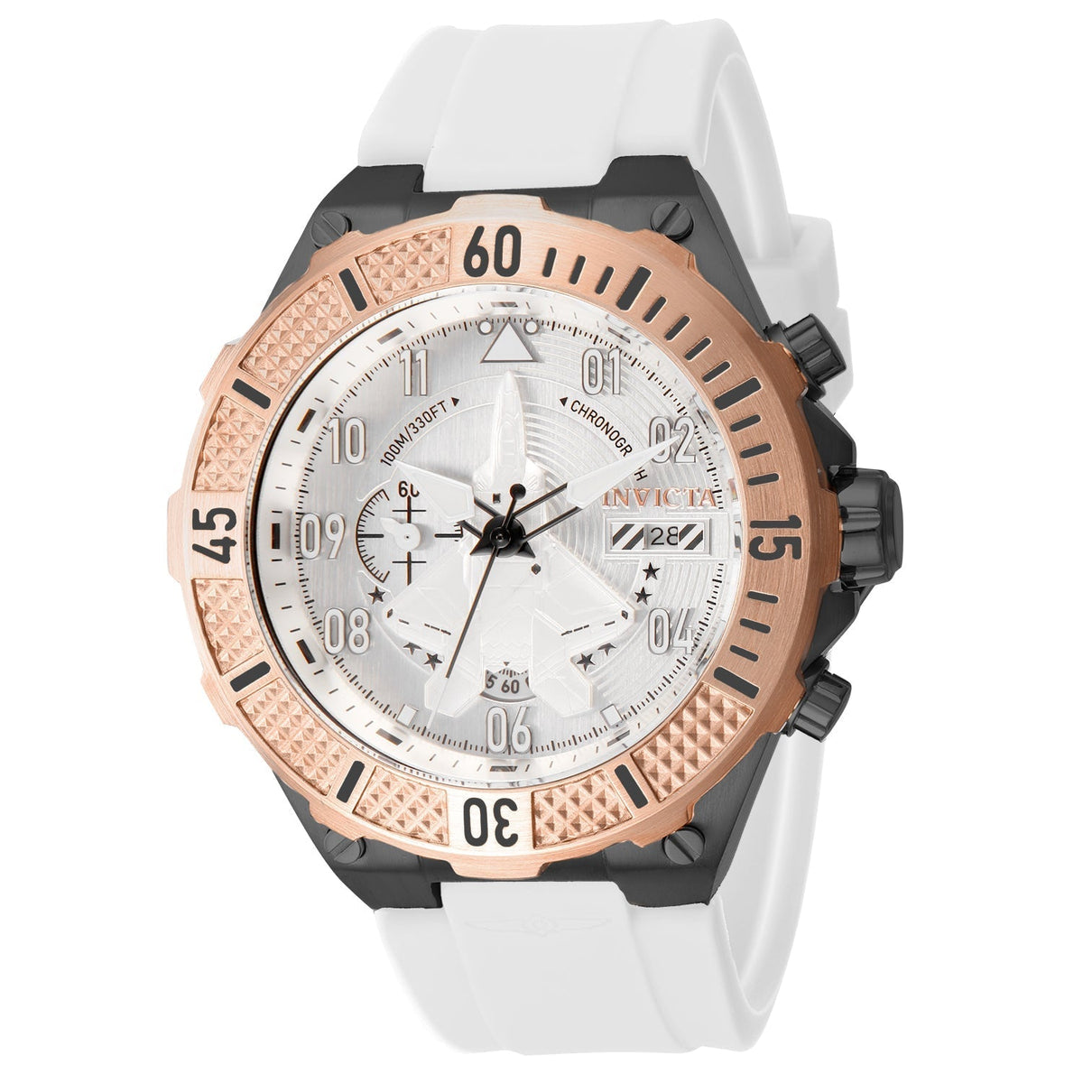 Front view of Invicta men's white watch
