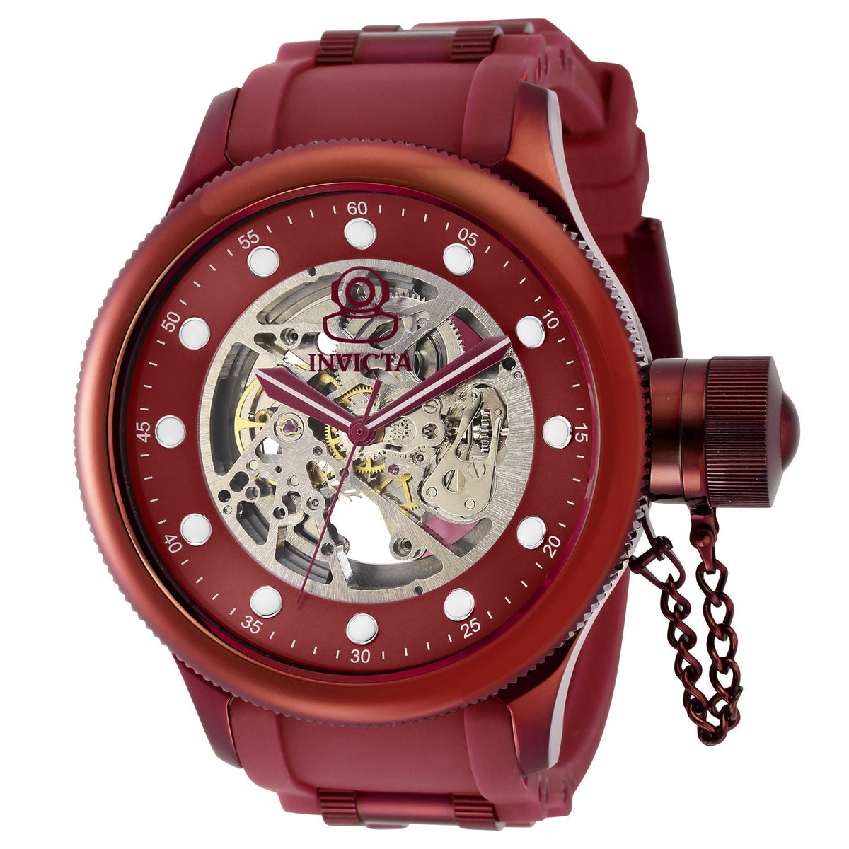 Front view of Invicta men's red watch