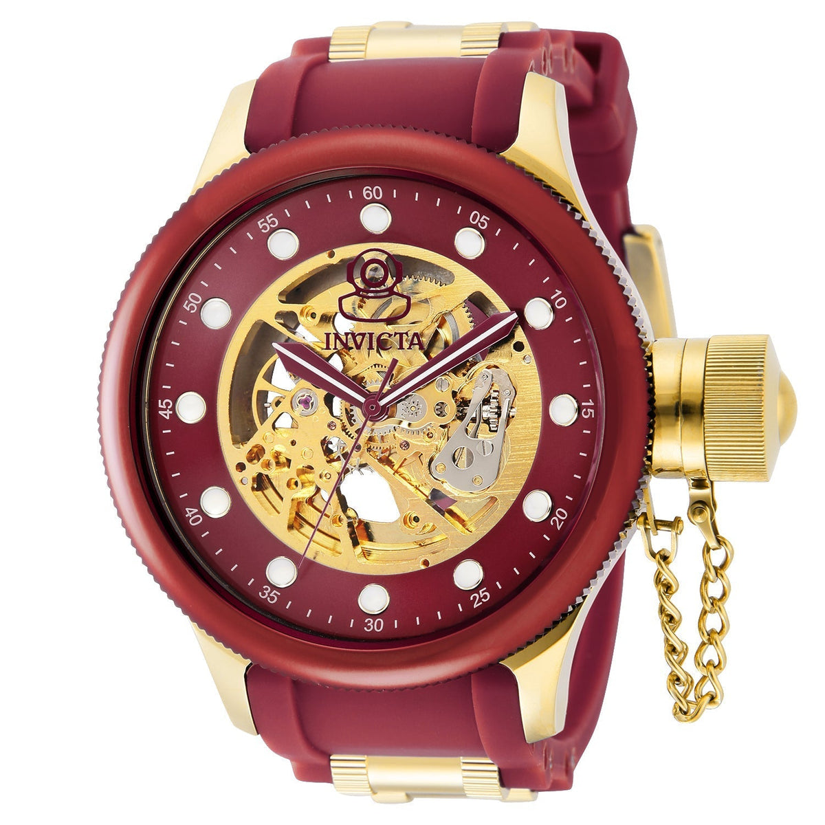 Front view of Invicta men's red watch