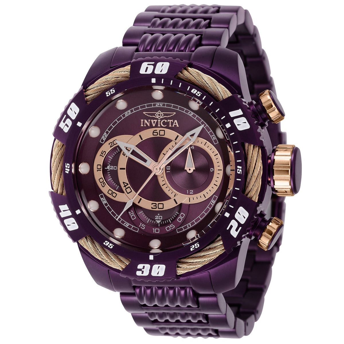Front view of Invicta men's purple watch