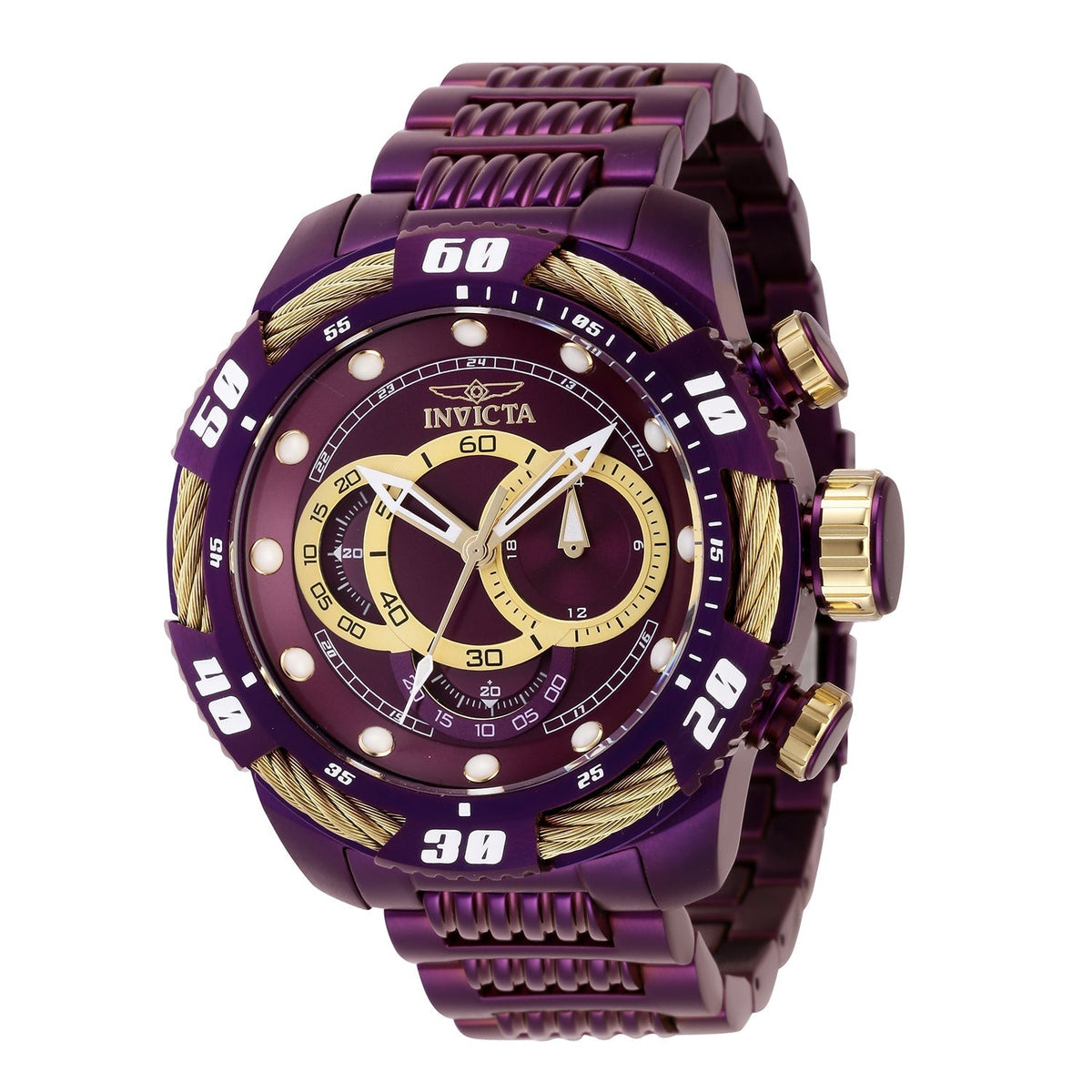 Front view of Invicta men's purple watch
