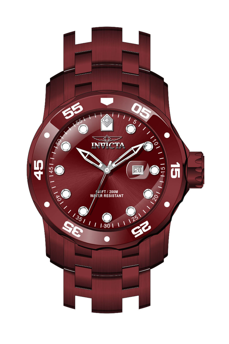 Front view of Invicta men's red watch