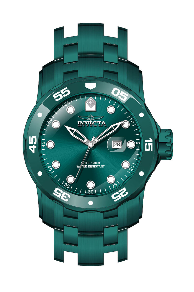 Front view of Invicta men's green watch